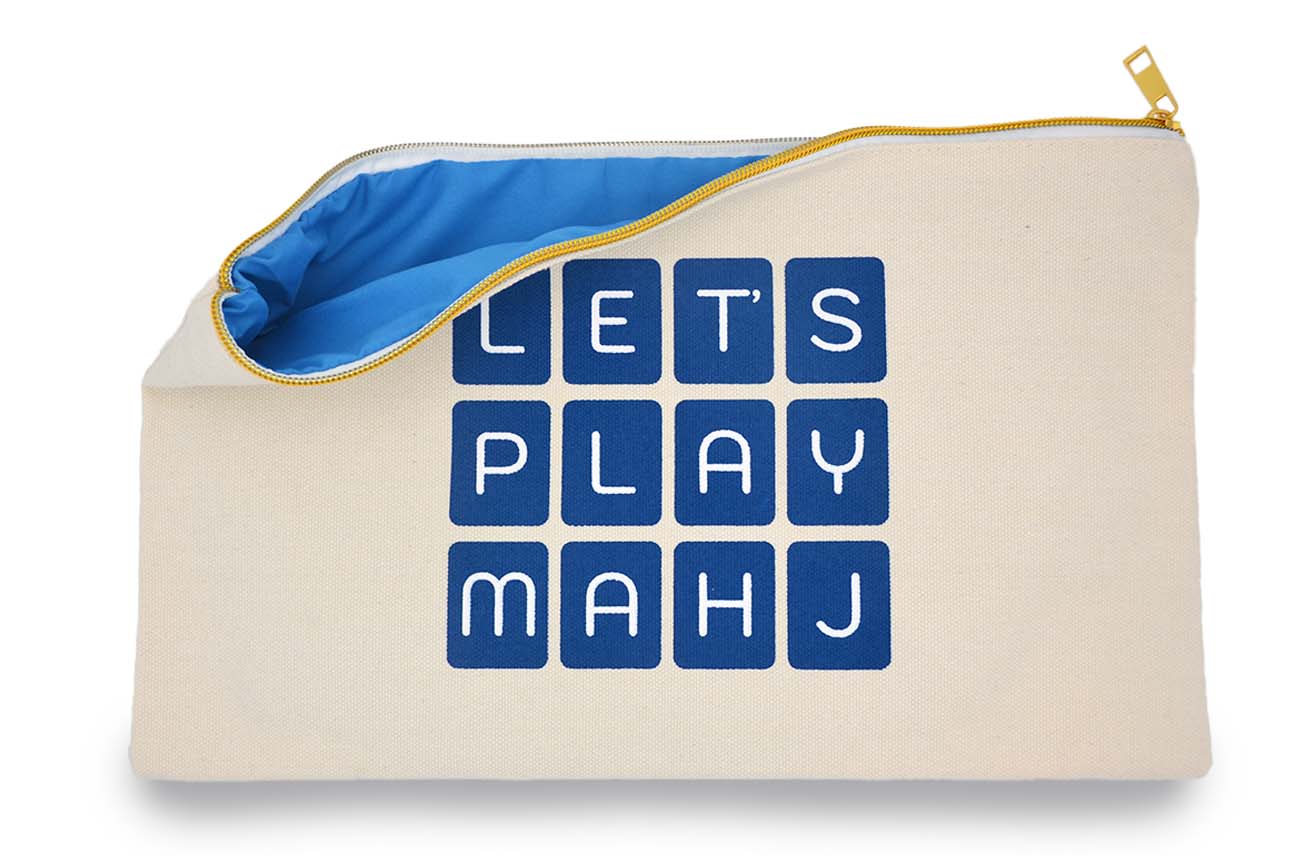 "Let's Play Mahj" Canvas Tile Bag (Navy)