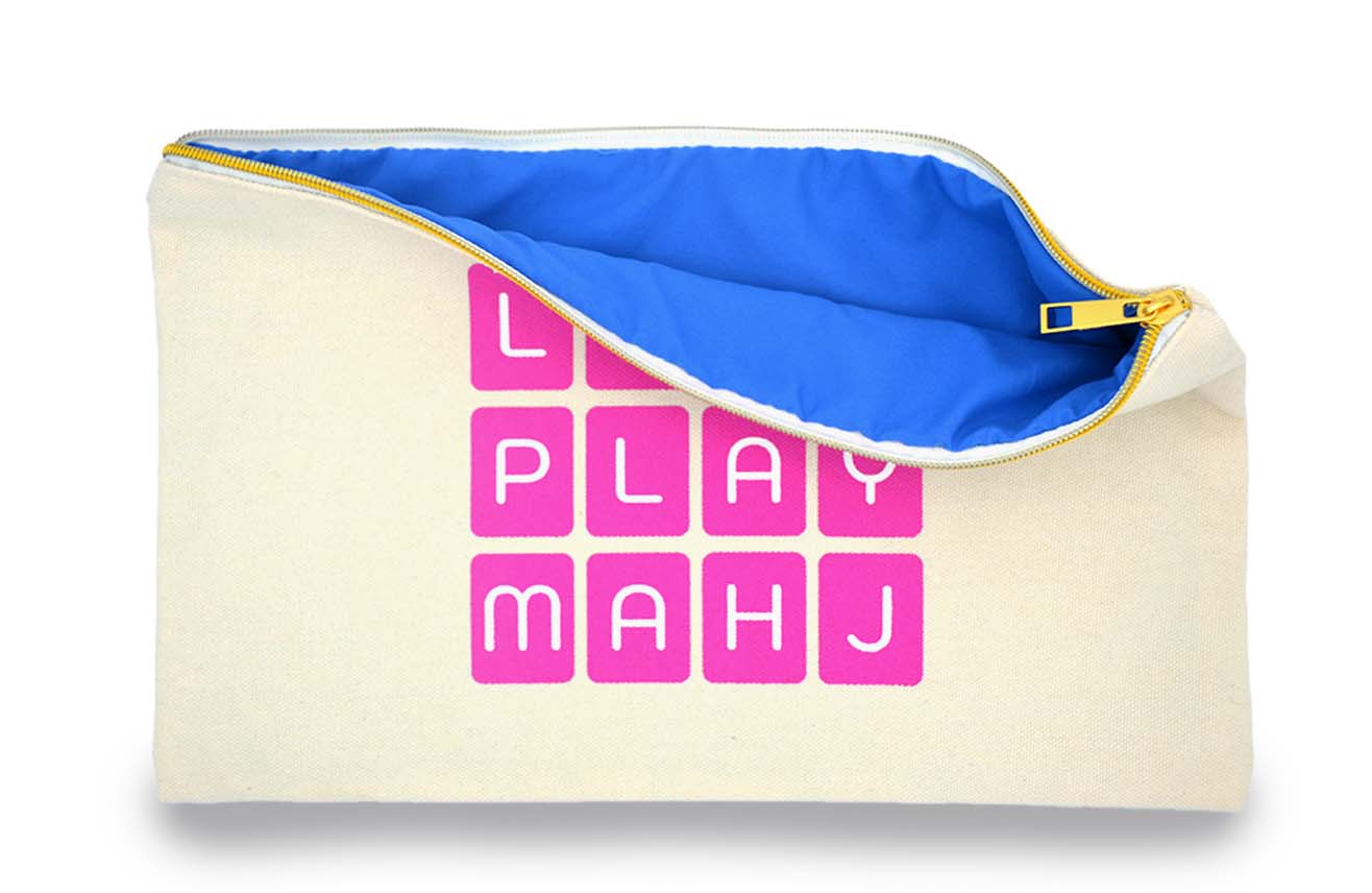 "Let's Play Mahj" Canvas Tile Bag (Hot Pink)