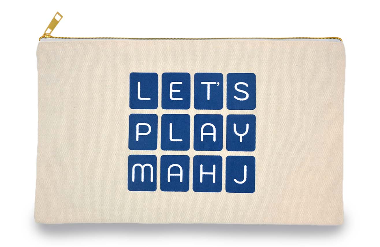 "Let's Play Mahj" Canvas Tile Bag (Navy)
