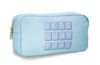 "Let's Play Mahj" Nylon Zip Tile Bag (Light Blue)