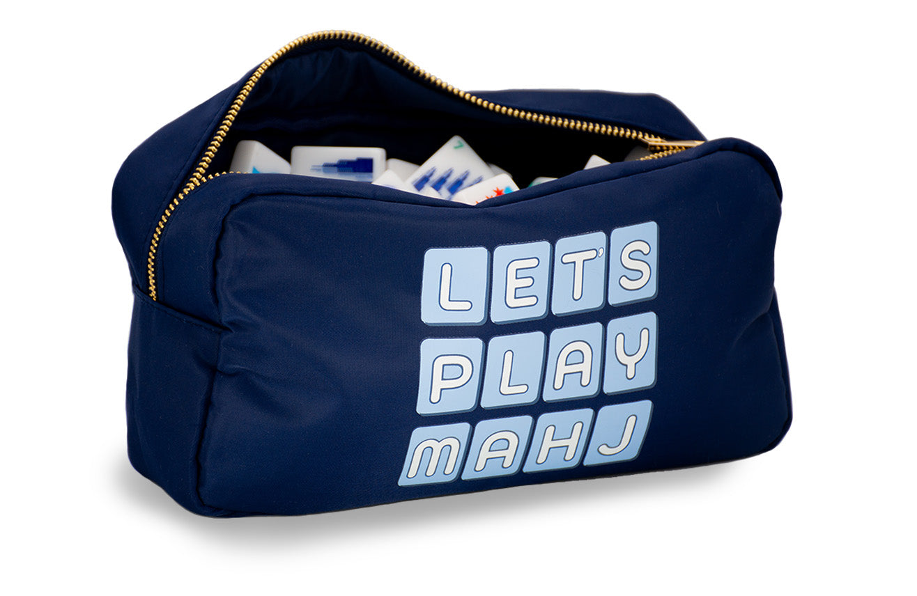 "Let's Play Mahj" Nylon Zip Tile Bag (Navy)
